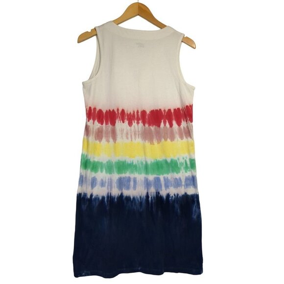 Lands End Shift Dress Womens XS Sleeveless Pockets Cover‎ Up Rainbow Tie Tye - Picture 2 of 10